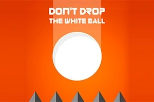 Bílá koule nad špičatými šedými a oranžovými útvary na oranžovém pozadí s textem DONT DROP THE WHITE BALL