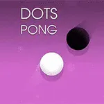 Dva barevné kruhy na fialovém pozadí s nápisem Dots Pong