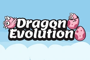 Růžová dráčata vylézající z vajec s textem Dragon Evolution na modrém pozadí s obláčky