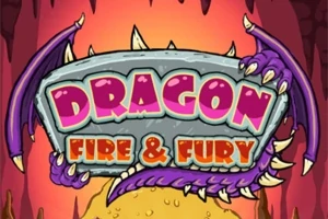 Barevné logo s nápisem Dragon Fire & Fury s dračími křídly a drápy