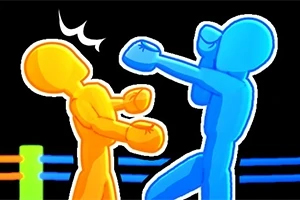 Drunken Boxing 2 Dva kreslení postavičky, oranžová a modrá, bojují v ringu