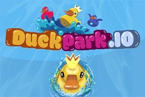 Barevné gumové kačenky na vodní skluzavce a nápis DuckPark