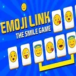 Karta s různými emotikony na modrém pozadí s nápisem Emoji Link a žlutou linií spojující karty