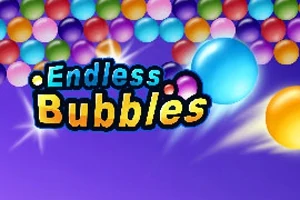 Barevné bubliny na fialovém pozadí s nápisem Endless Bubbles