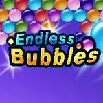 Barevné bubliny na fialovém pozadí s nápisem Endless Bubbles