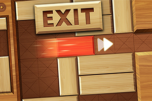 Dřevěné bloky s nápisem EXIT a červenou cestou vedoucí k šipce