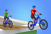 Jednoduchý simulátor jízdy na kole s 3D koly a rampami na střechách budov