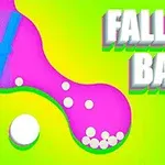 Růžová a zelená grafika s bílými kuličkami a nadpisem Falling Balls na světlém pozadí
