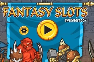 Červený orc a obrněný trpaslík stojí před modrou plachtou s nápisem ve fantasy stylu