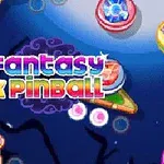 Barevná grafika s textem Fantasy Pinball uprostřed, obklopená herními prvky a strukturami