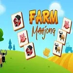 Kreslená farma se stromem a ovcí na trávě, obklopená hracími kartami s obrázky zvířat a budov, modrou oblohou a žlutým polem v pozadí
