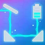 Schematické znázornění elektrického okruhu s žárovkou, baterií a vodiči na modro-fialovém pozadí