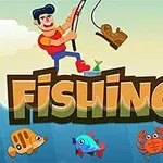 Karikatura rybáře chytajícího botu na prut, s nápisem Fishing