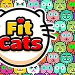Barevné kreslené kočičí obličeje s nápisem Fit Cats uprostřed