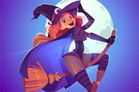 Hrajte Flappy Witch, ťukněte pro skok a leťte ptáčkem, abyste se vyhnuli