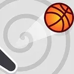 Černé páčidlo a oranžový basketbalový míč na šedém pozadí se spirálovým vzorem