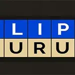 Modrá a béžová mřížka se slovy FLIP a ZURU na tmavém pozadí