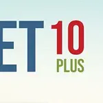 Text GET 10 PLUS na světle modrém pozadí