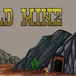 Ilustrace s nápisem Gold Mine nahoře, zobrazuje postavu stojící před vstupem do dolu ve skalnaté krajině
