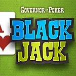 Karty s hodnotou J a A na zeleném pozadí s textem Black Jack v barevných písmenech