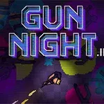 Barevný pixelový obrázek s nápisem GUN NIGHT 