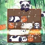 Panda a tygři v lese s hracím polem a zářivými efekty