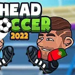 Dva kreslení fotbalisté s velkými hlavami v dresech Argentiny a Portugalska proti sobě míří míčem, s textem Head Soccer 2022 nahoře