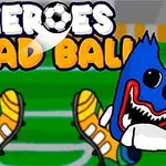 Dva kreslení postavičky na fotbalovém hřišti s názvem Heroes Head Ball nad nimi