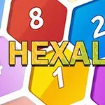Barevné šestistěny s čísly a nápisem HEXALAU uprostřed