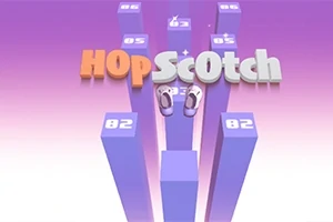 Fialové bloky s čísly a textem HOPSCOTCH nad nimi