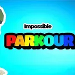 Barevný nápis Impossible Parkour na modrém pozadí s postavou v klobouku a vousy vlevo