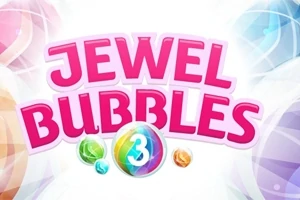 Barevné logo s názvem Jewel Bubbles 3 na světlém pozadí s bublinkovým motivem