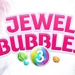 Barevné logo s názvem Jewel Bubbles 3 na světlém pozadí s bublinkovým motivem
