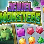 Pestrobarevné drahokamy, rozzlobení příšerky a nápis „Jewel Monsters“