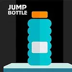 Modrá lahev s oranžovým víčkem na tmavém pozadí s nápisem Jump Bottle