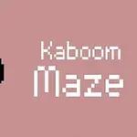 Černá pixelová bomba a nápis „Kaboom Maze“ na růžovém pozadí
