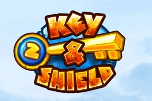 Barevné logo s nápisem Key 2 & Shield s motivem zlatého klíče na modrém pozadí