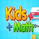 Barevný obrázek s textem Kids Math vedle obrázku telefonu s matematickým příkladem 20 ÷ 4 = ?