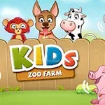Zvířata stojící před dřevěným plotem s nápisem KIDS ZOO FARM