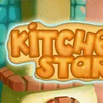 Název “Kitchen Star” je zobrazen na barevném pozadí připomínajícím kuchyňské prostředí
