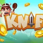 Název KNF FE s ilustracemi vikingů a létajícími mincemi na pozadí