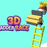 Dva kreslení postavy na žebřících s nápisem 3D Ladder Race uprostřed na modrém pozadí