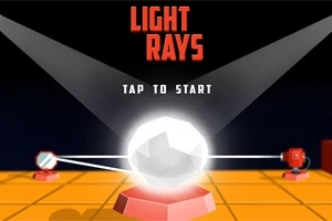 Světelný paprsek dopadá na bílý krystal umístěný na oranžové plošině s nápisem Light Rays nahoře