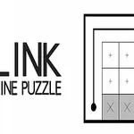 Diagram s obrazci a čarami s textem LINK LINE PUZZLE