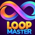 Barevný symbol nekonečna s názvem Loop Master na tmavém pozadí