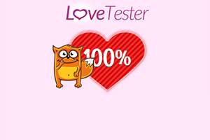 Růžové pozadí s červeným srdcem a žlutou kreslenou postavičkou, vedle které je nápis 100%