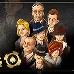 Kreslení postavy v kloboucích a elegantním oblečení s nápisem Mafia Poker