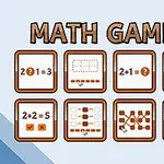 Text MATH GAMES nad sérií osmi ikon s různými matematickými symboly a znázorněními