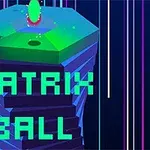 Barevná hexagonální věž s barevnou koulí na vrcholu a nápisem MATRIX BALL na tmavém pozadí