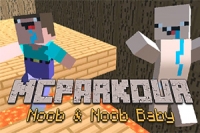 V 3D mc parkour pro dva hráče pomáháte dvěma přátelům dosáhnout cíle